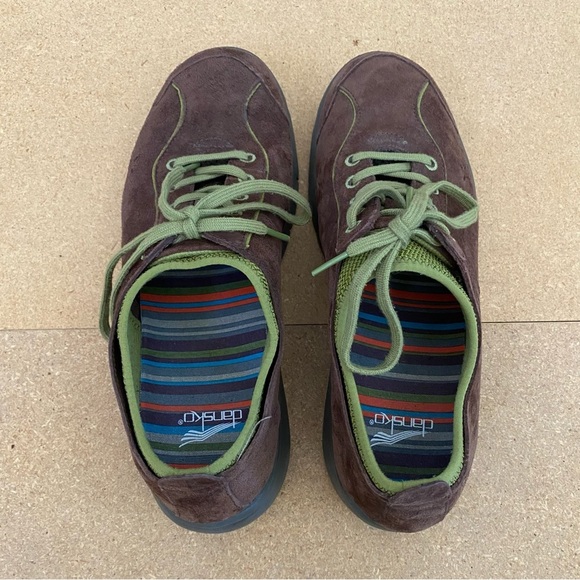 Dansko Mens Brown & Green Leather Lace Up Sneaker Size 39 US 7.5 fits - Picture 8 of 9